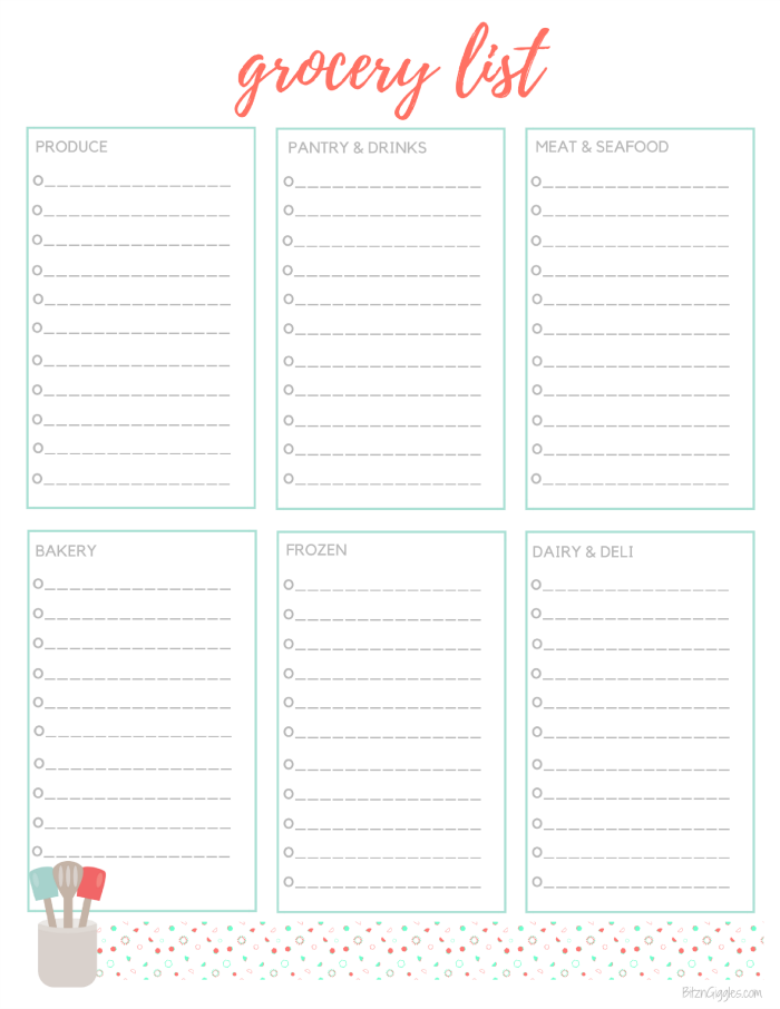 free printable meal planner and grocery list