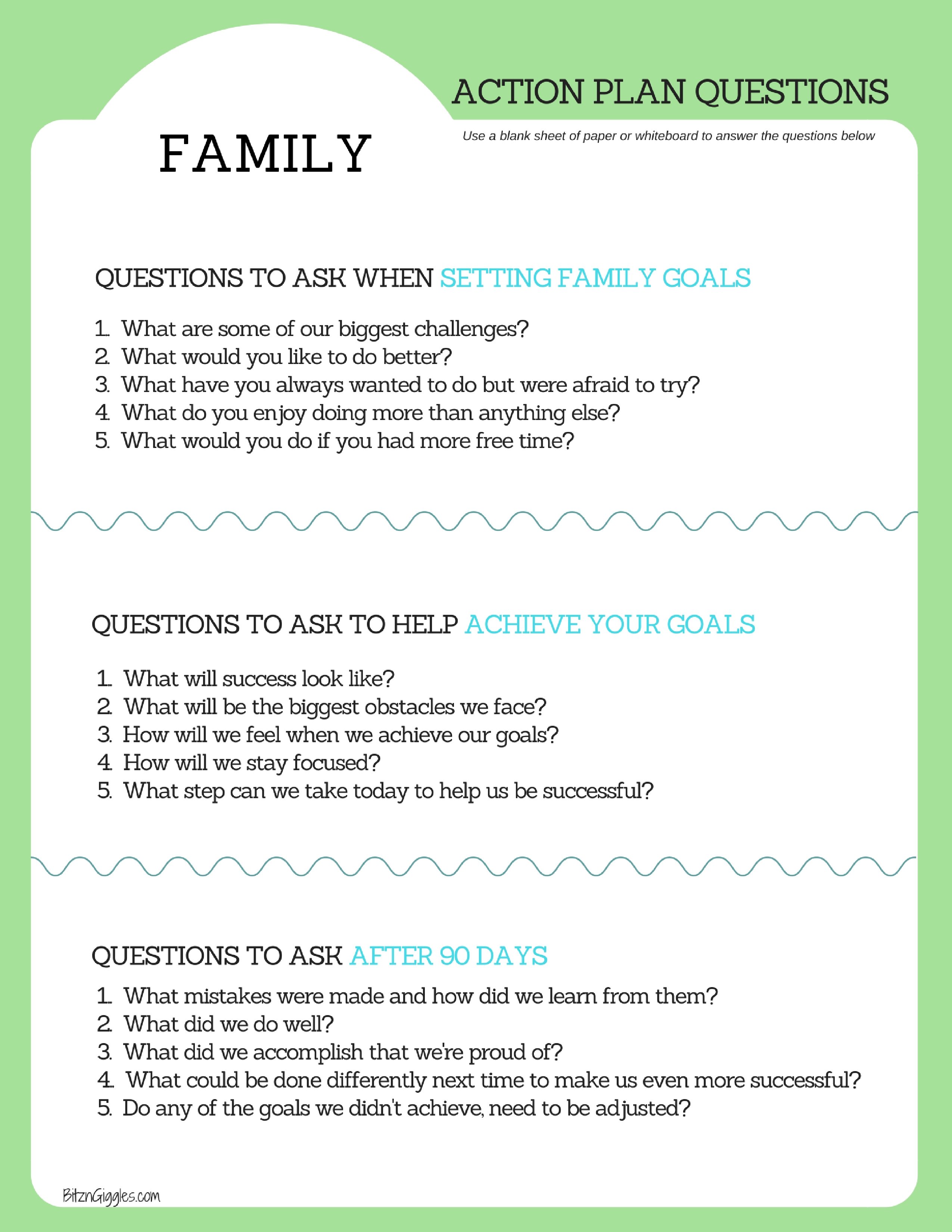 Family Goal Setting Printable Bitz & Giggles