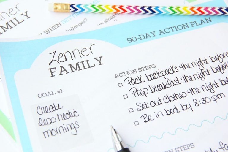 Family Goal Setting Printable - Free 90-day action plan printable to help your family set manageable goals you can work together to achieve.