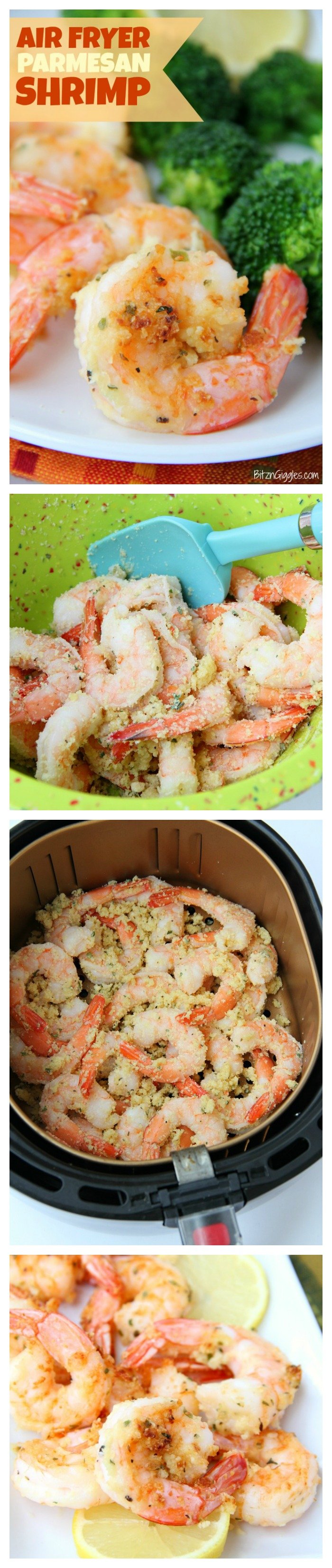 Air Fryer Parmesan Shrimp - Simple and flavorful garlic and parmesan air-fried shrimp, ready in 10 minutes!