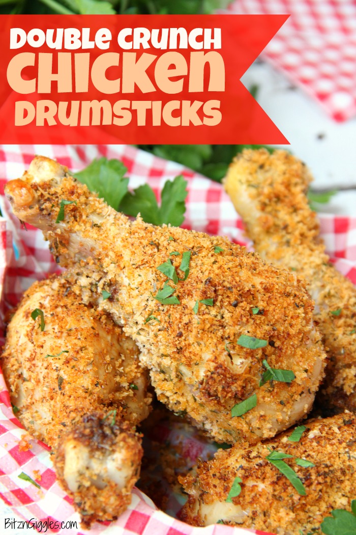 Double Crunch Chicken Drumsticks - These chicken drumsticks are super crunchy on the outside and packed with flavor! Make them in the air fryer or the oven!