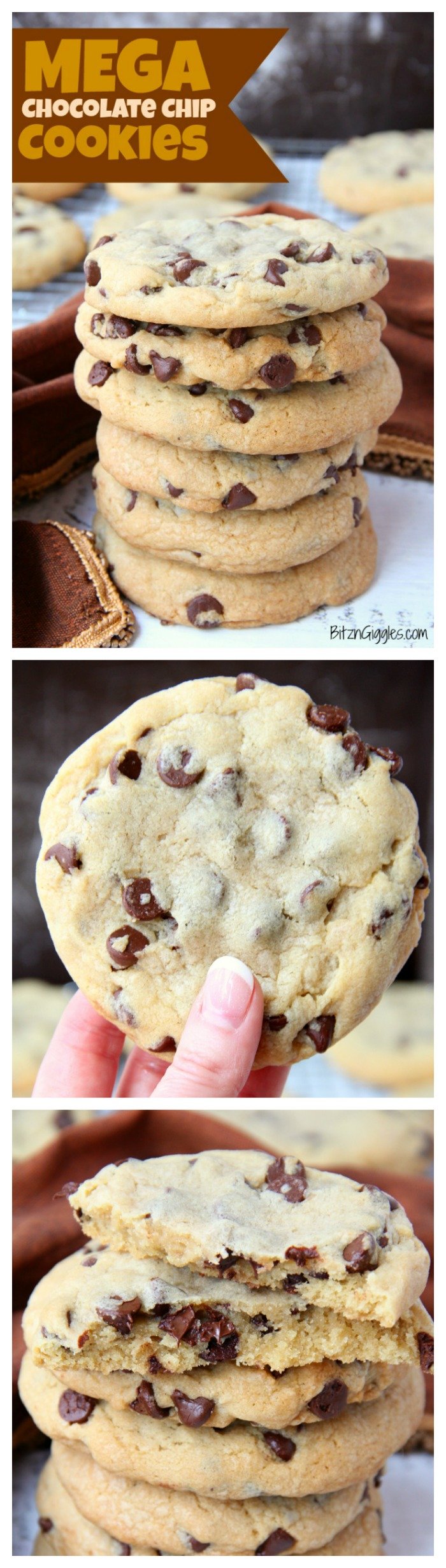 Mega Chocolate Chip Cookies - Your guests eyes will get as big as these cookies when they see and taste the soft, chewy deliciousness!