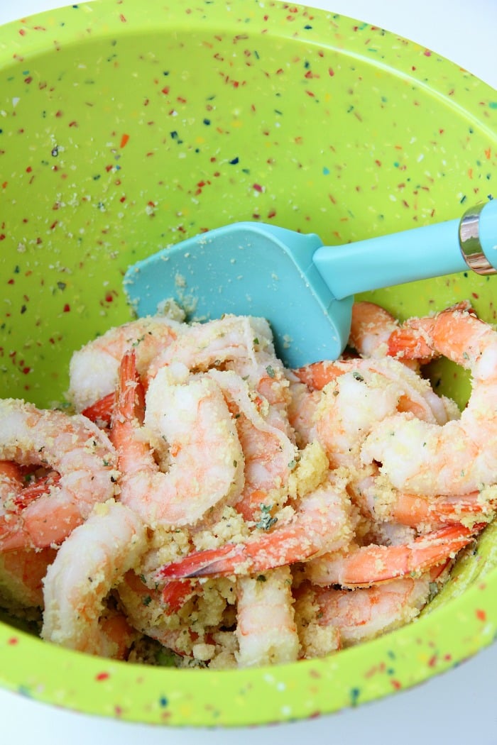 Air Fryer Parmesan Shrimp - Simple and flavorful garlic and parmesan air-fried shrimp, ready in 10 minutes!