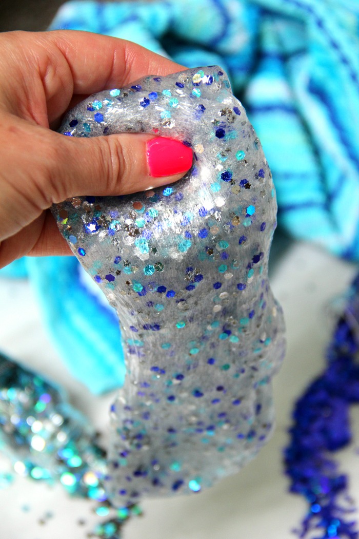 Clear Confetti Slime - Easy recipe for clear slime! Add confetti and foil stars to give it color and make it sparkle. So pretty!