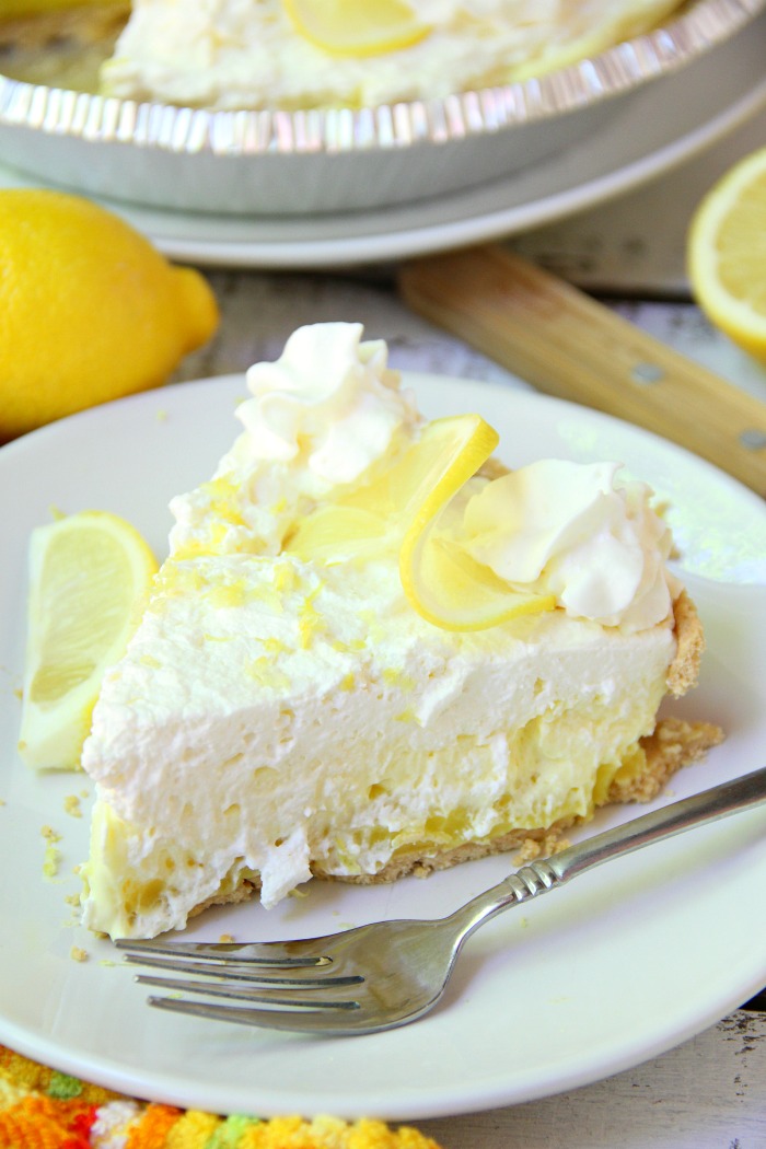 No Bake Lemon Pie - A fluffy and delicious 5-ingredient no-bake lemon pudding pie, perfect for celebrations and parties!