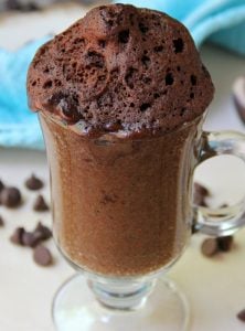 Easy Chocolate Mug Cake - Ready in 90 seconds! This mug cake is moist and delicious with melty chocolate fudge throughout!