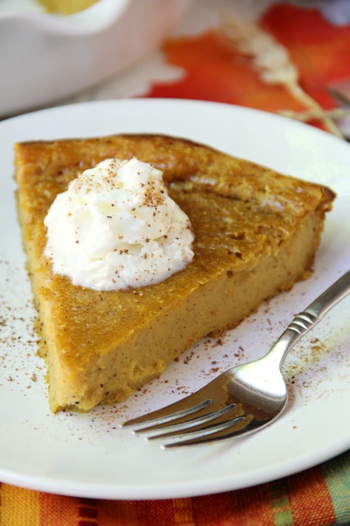 Crustless Pumpkin Pie - Tastes like classic, delicious pumpkin pie, just without the fatty pastry crust!