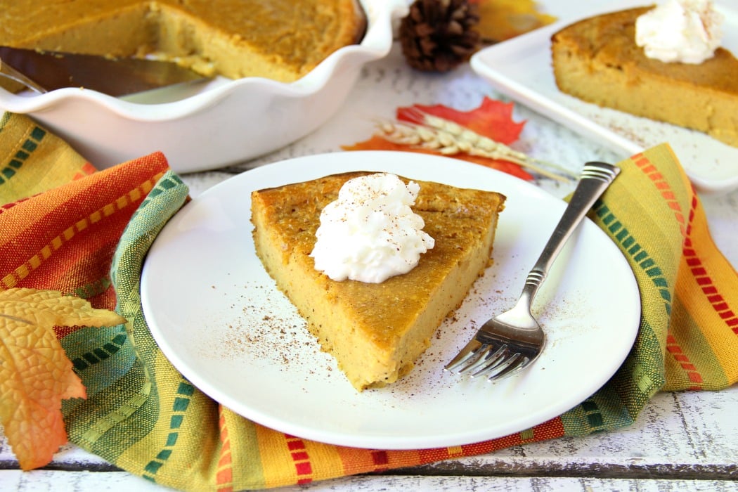 Crustless Pumpkin Pie - Tastes like classic, delicious pumpkin pie, just without the fatty pastry crust!