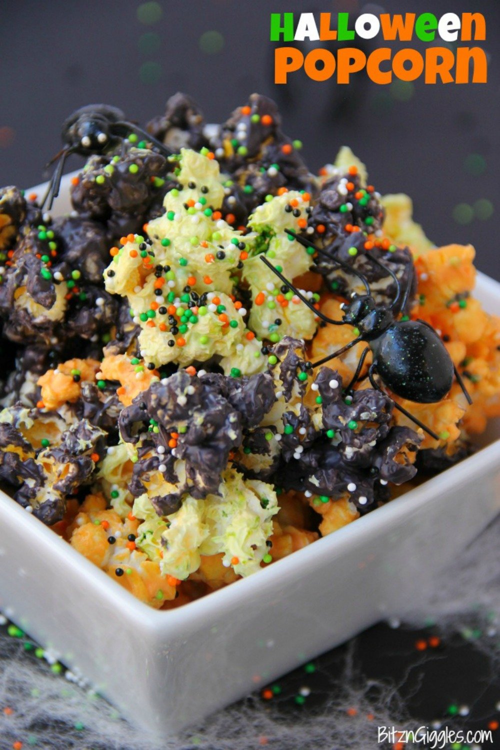 Halloween Popcorn â€“ Candy-coated popcorn with sprinkles and a Halloween flair!