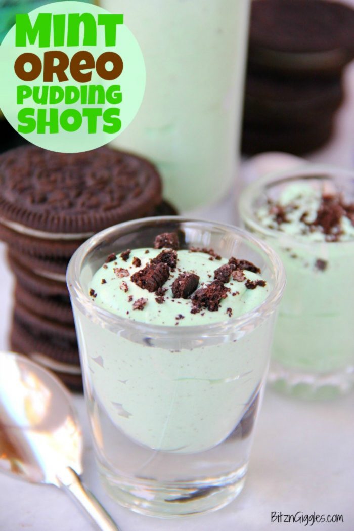 Mint Oreo Pudding Shots - Bitz & Giggles