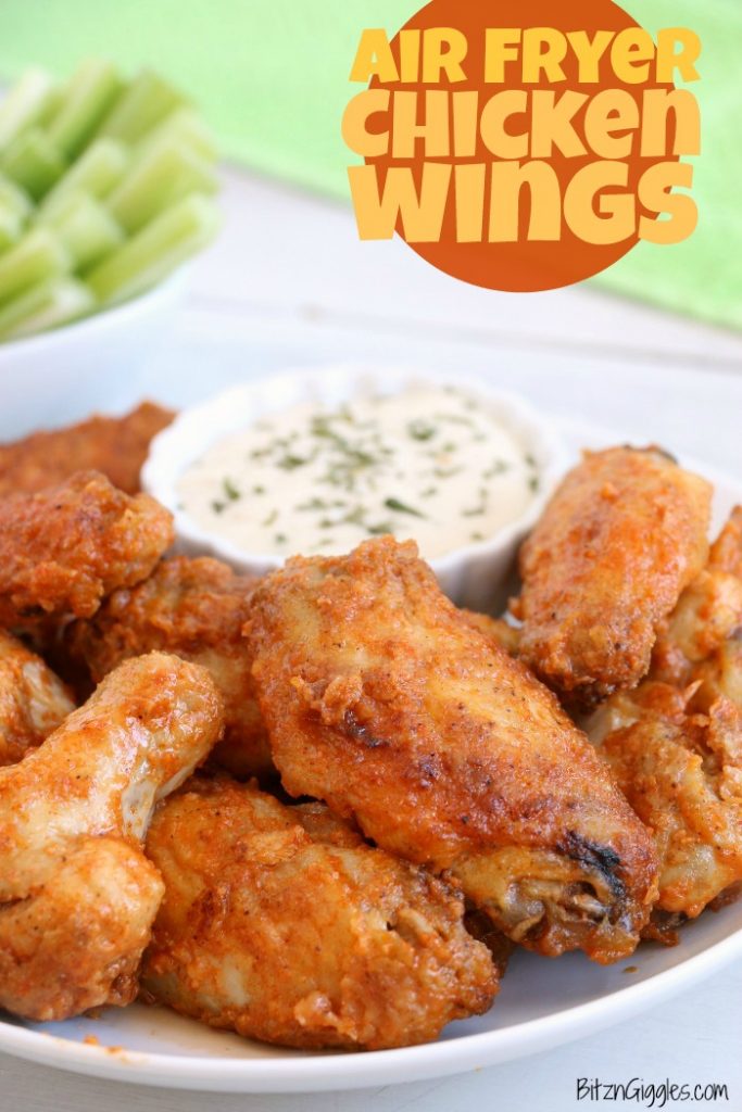 Air Fryer Chicken Wings - Delicious hot wings made in the air fryer in under 20 minutes. Use the sauce recipe provided or choose your favorite sauce!