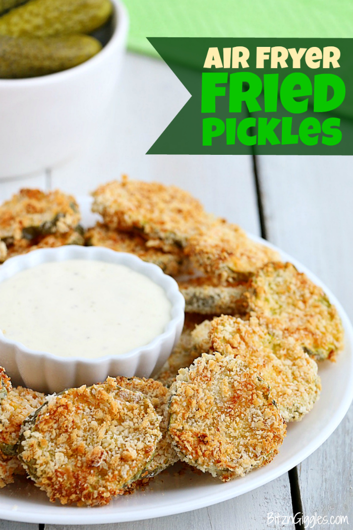 Air Fryer Fried Pickles - Crunchy dill pickle slices covered in crispy, seasoned Panko bread crumbs! So good and good for you, too!