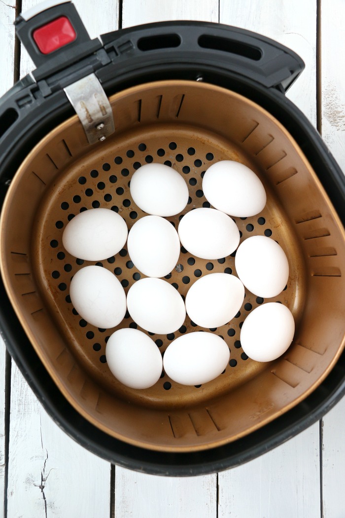 Air Fryer Hard Boiled Eggs - This is literally the EASIEST way to make hard boiled eggs! No boiling, no fuss. Just perfect, easy-to-peel hard boiled eggs!