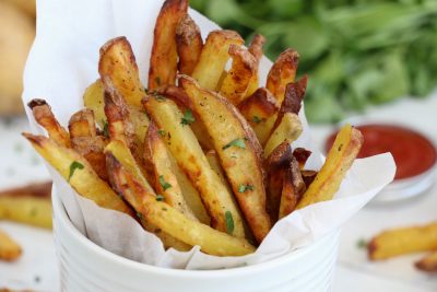 Air Fryer French Fries - Delicious hand cut fries made in the air fryer with 75% less fat than deep frying!