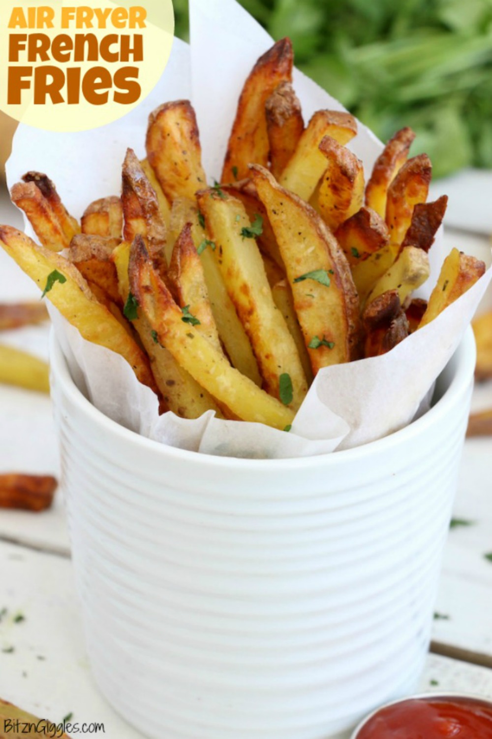 Air Fryer French Fries - Delicious hand cut fries made in the air fryer with 75% less fat than deep frying!