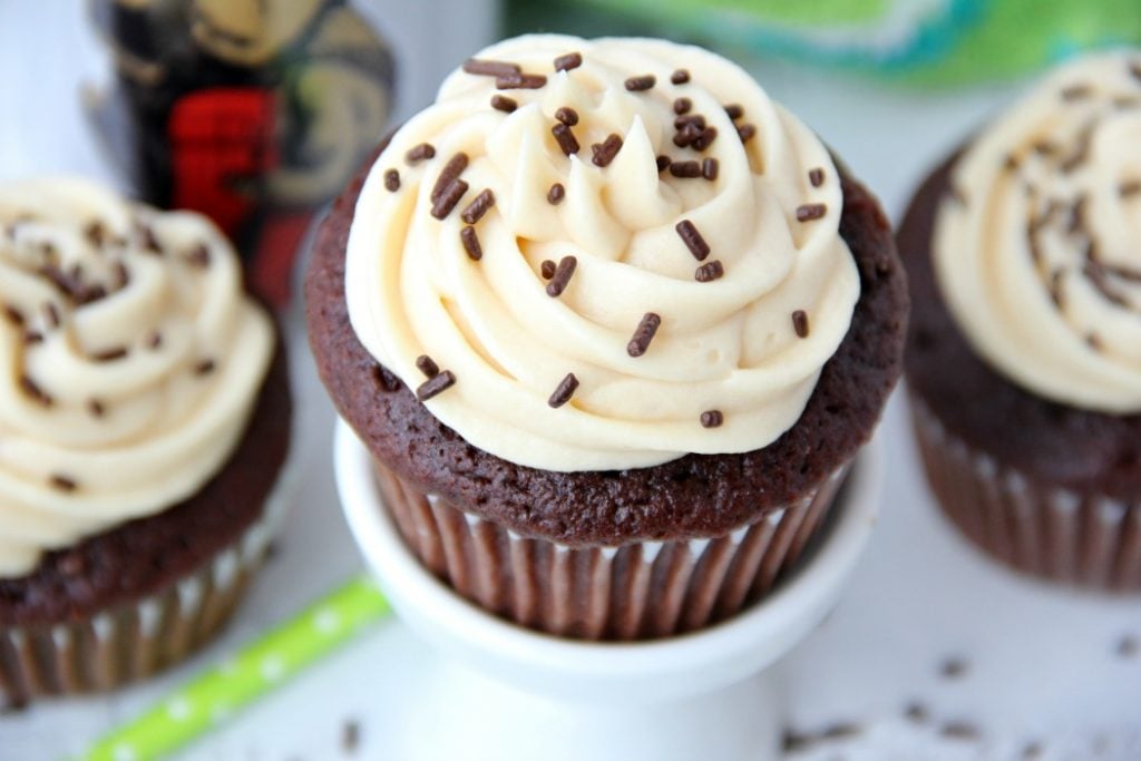 Guinness Cupcakes With Bailey's Frosting - Bitz & Giggles