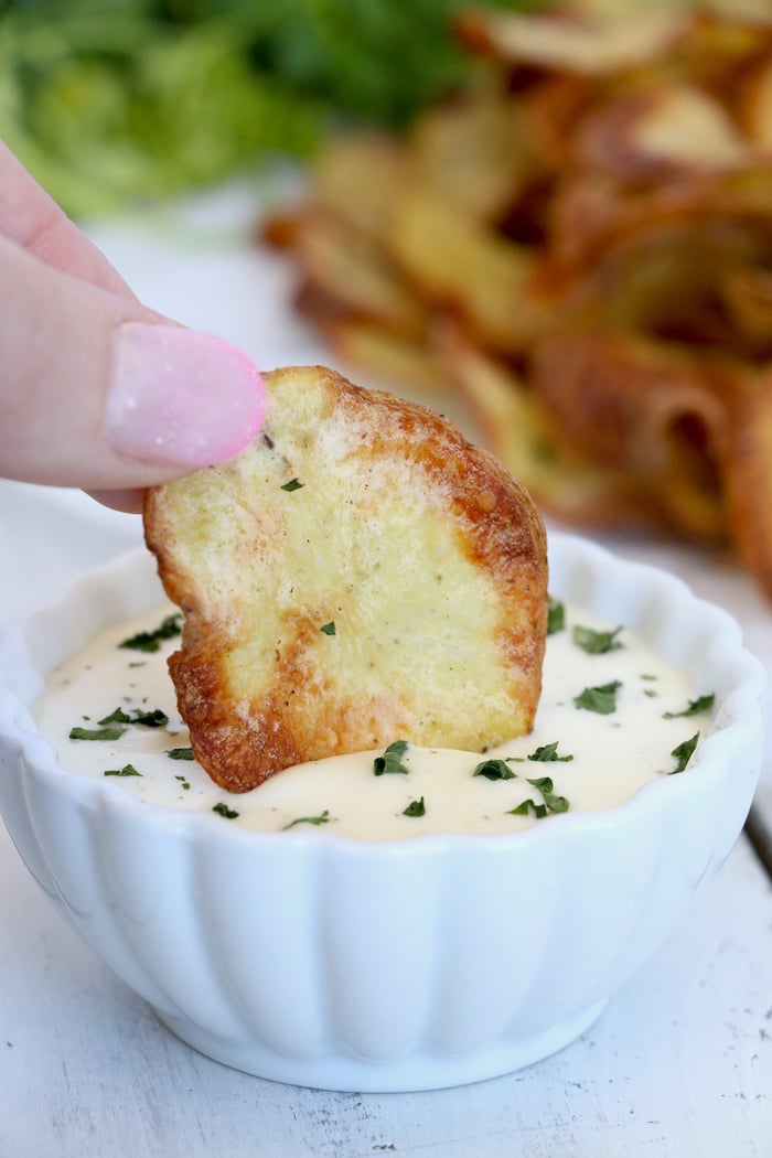 Air Fryer Potato Chips - Crispy, homemade potato chips made better for you in an air fryer!