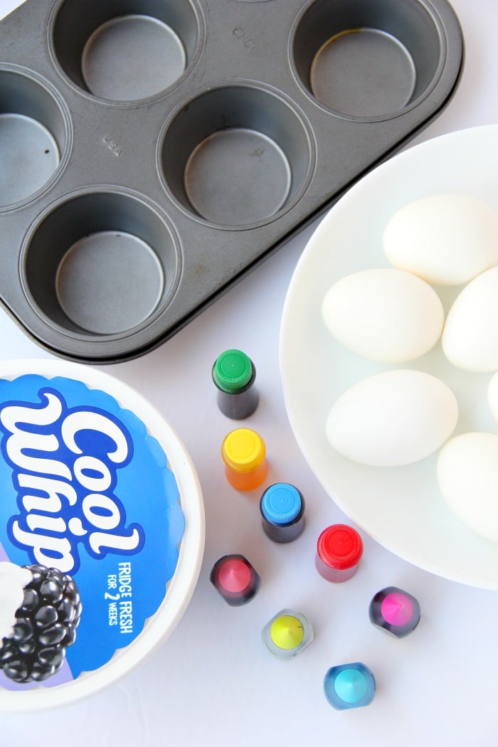 Cool Whip Easter Eggs - Cool Whip helps produce swirls of gorgeous color in this family-friendly DIY easter egg dyeing method!