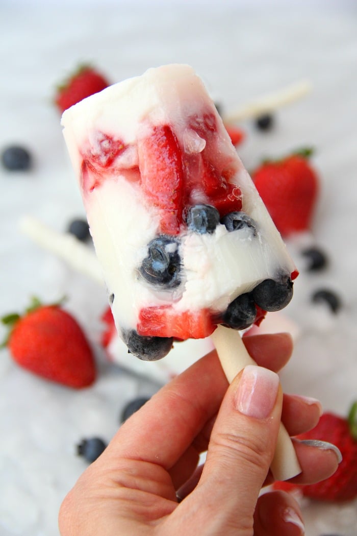 Berry Pup Pops - A three-ingredient, healthy, frozen treat for your dog, made with fresh berries and yogurt.