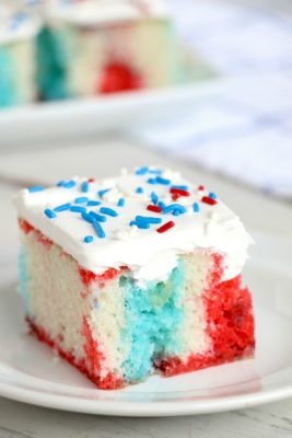 Red White and Blue Jello Poke Cake - Bitz & Giggles