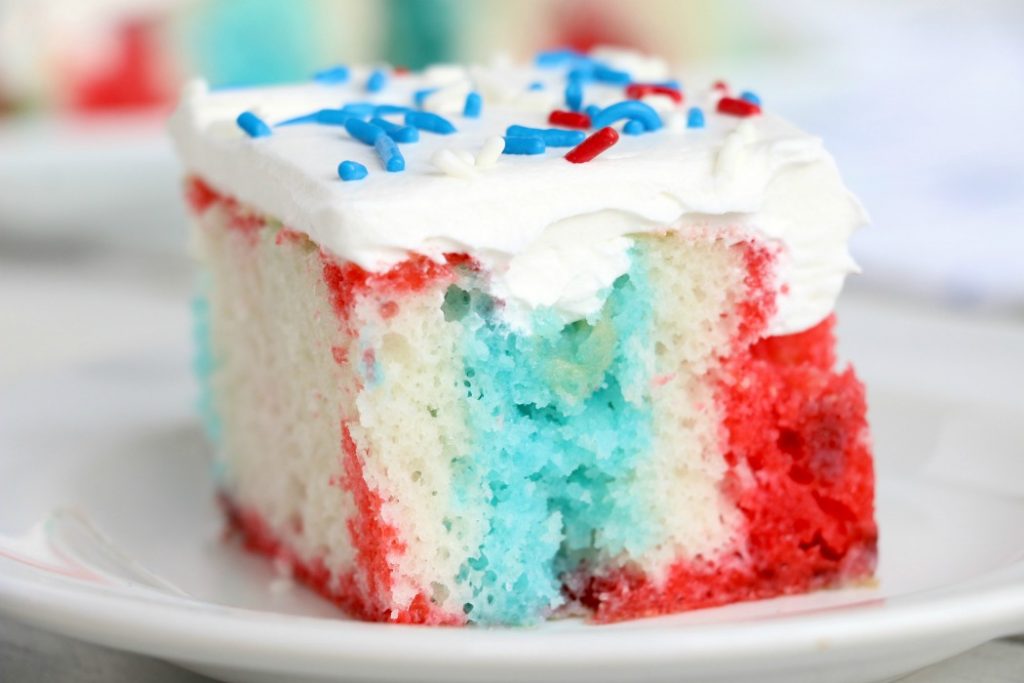 Red White and Blue Jello Poke Cake - Bitz & Giggles