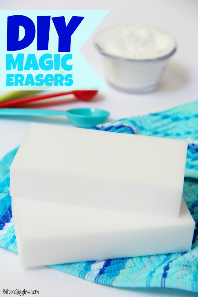 DIY Magic Erasers - Make your own Magic Erasers at home for cheap! All you need is water and three ingredients. You'll be amazed at how well they work!