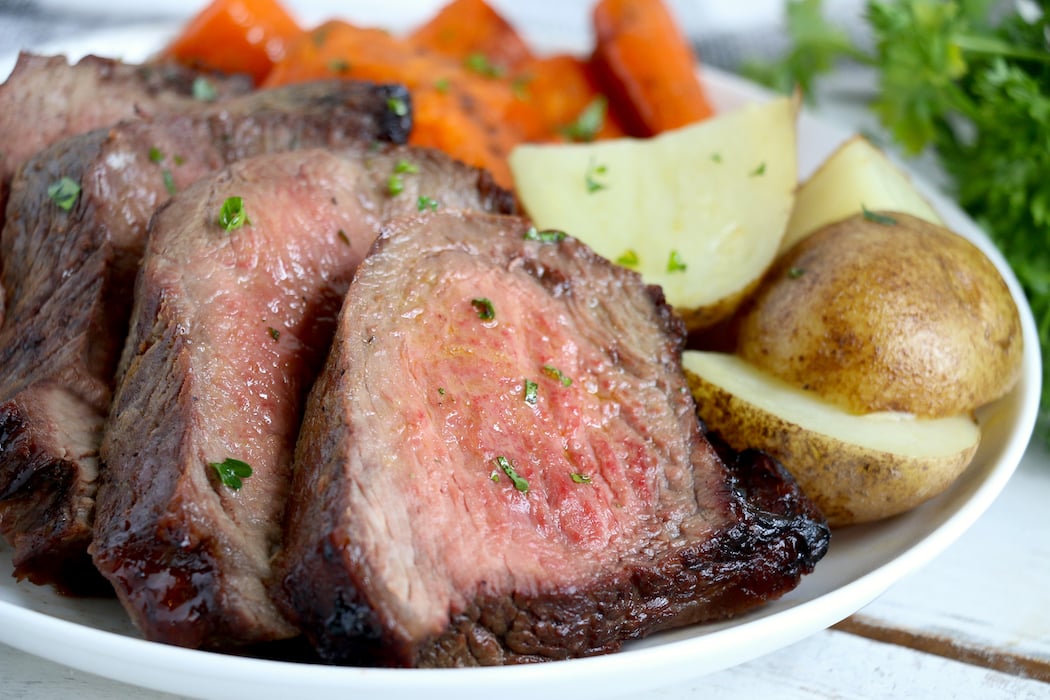 Air Fryer Pot Roast - Fork-tender beef roast, marinated, then air fried to perfection. Cook time is only 30 minutes!