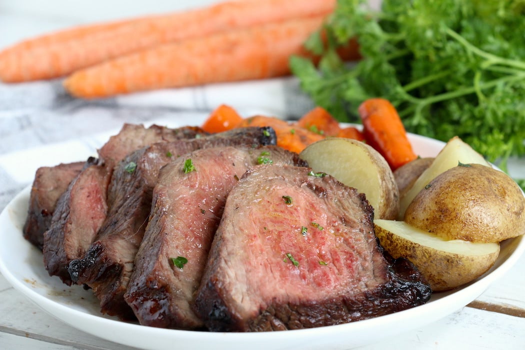 Air Fryer Pot Roast - Fork-tender beef roast, marinated, then air fried to perfection. Cook time is only 30 minutes!