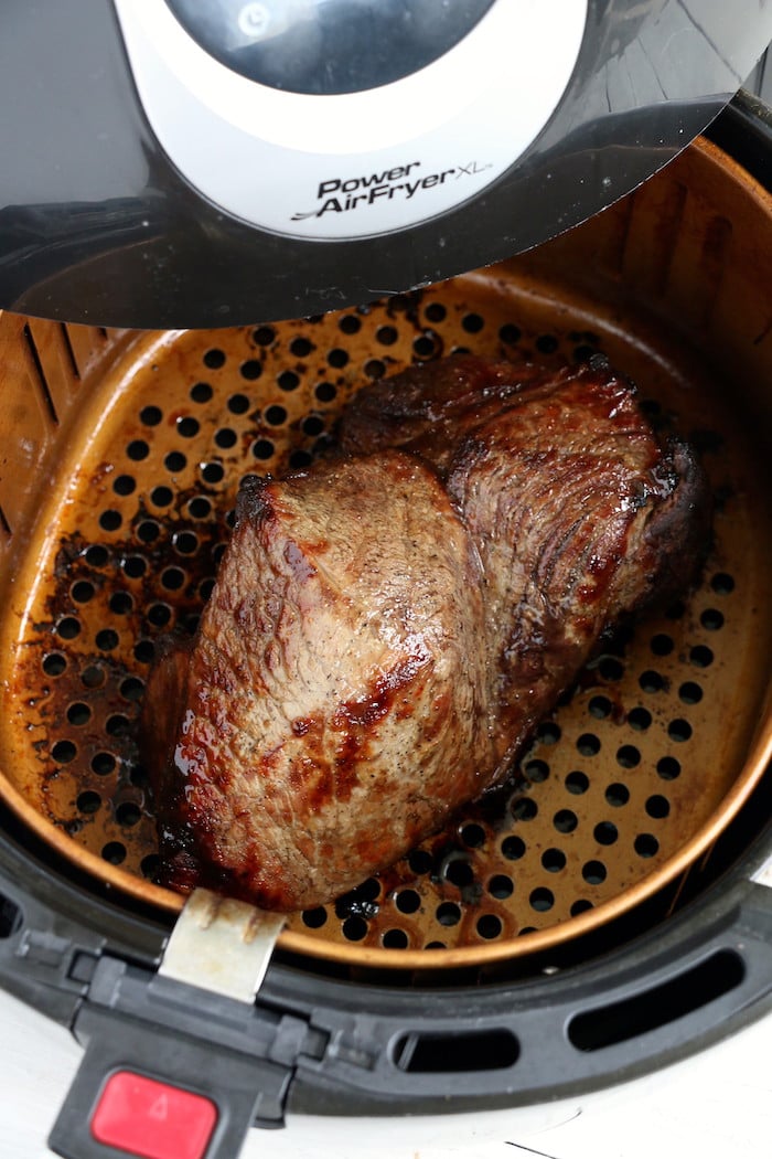 Air Fryer Pot Roast - Fork-tender beef roast, marinated, then air fried to perfection. Cook time is only 30 minutes! 