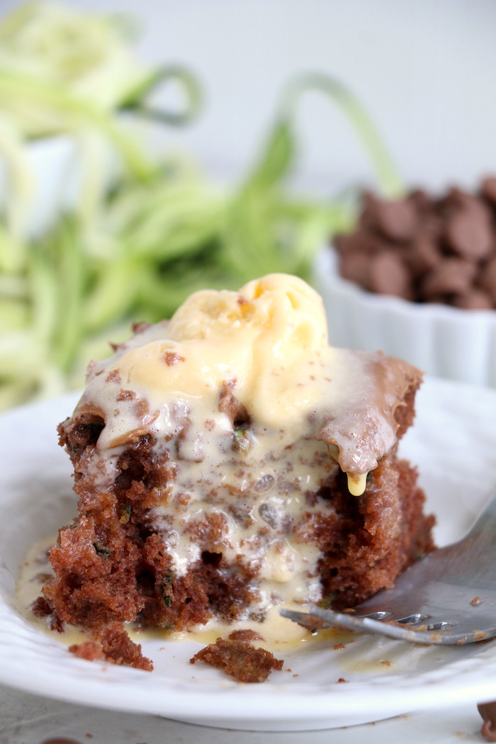 Chocolate Zucchini Cake - Rich and moist chocolate zucchini cake topped with chocolate peanut butter frosting.