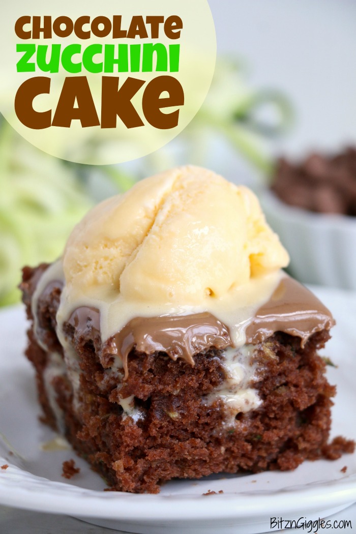 Zucchini Cake - Rich and moist chocolate zucchini cake topped with chocolate peanut butter frosting.