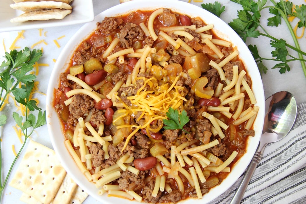 Big Batch Homemade Chili - A flavorful, yet mild chili, perfect for parties and gatherings. This chili is a family favorite and serves a crowd!