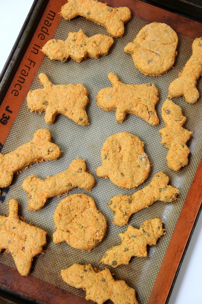 Crunchy Carrot Dog Biscuits - Flavorful, crunchy homemade dog biscuits naturally sweetened with carrots and applesauce. 