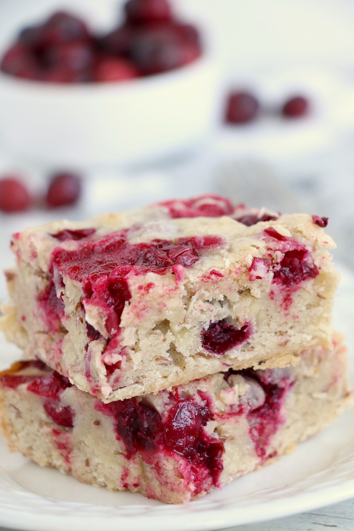 Easy Cranberry Cake - An easy and delicious cake bursting with tart cranberries. Top with vanilla ice cream and enjoy! 