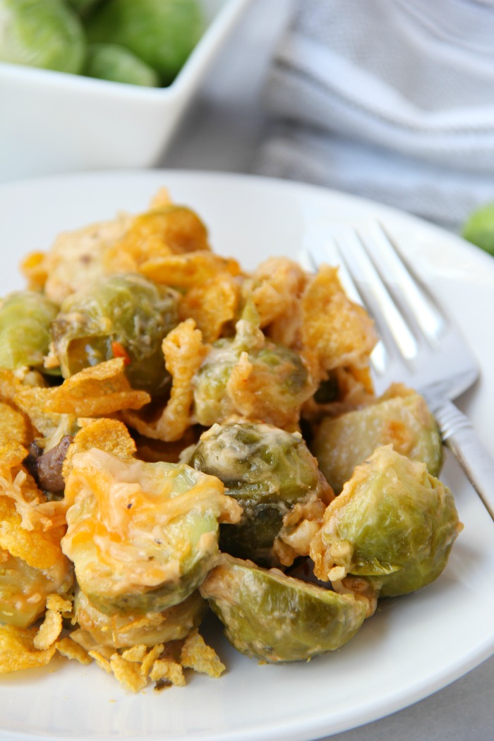 Close up of Brussels sprouts casserole