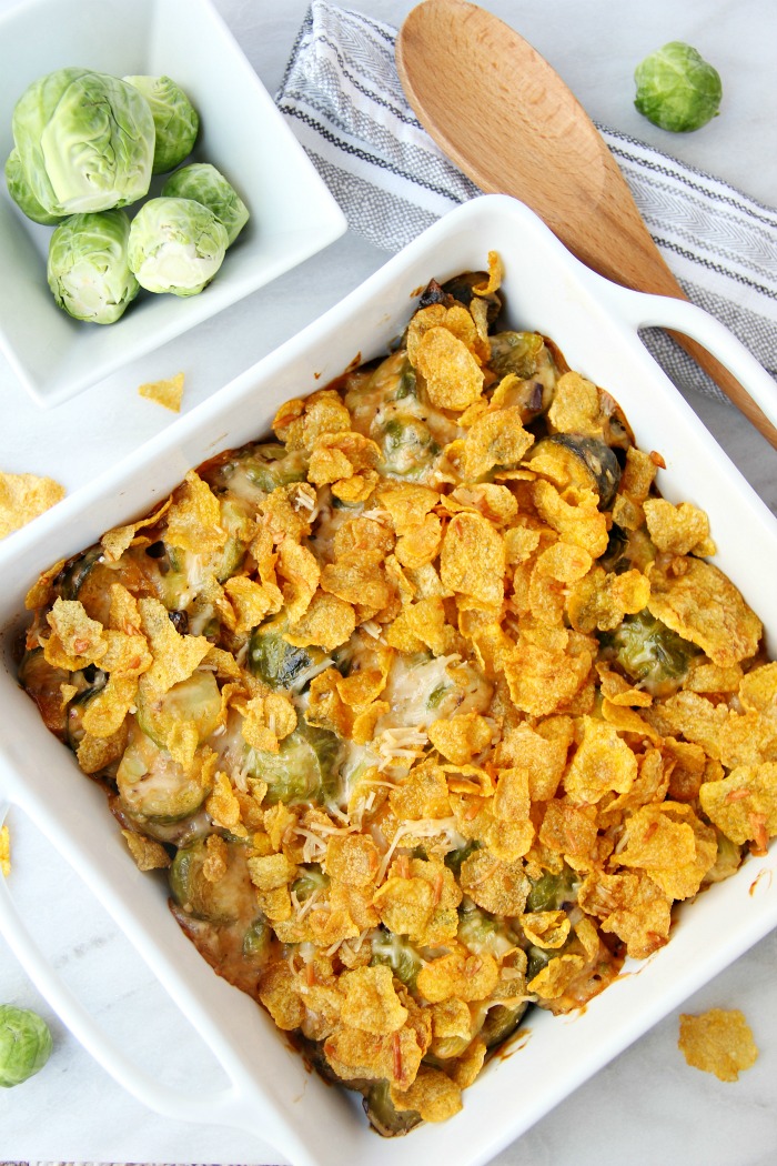 Brussels Sprouts Casserole with cornflakes