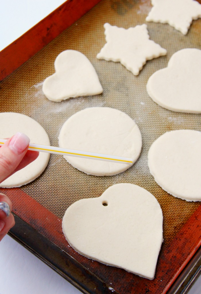 making hanging holes in salt dough ornament