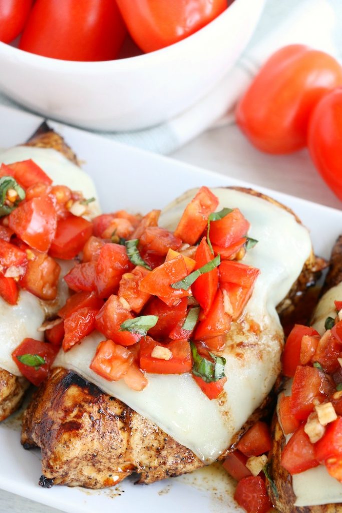 Grilled Balsamic Bruschetta Chicken - Bitz & Giggles