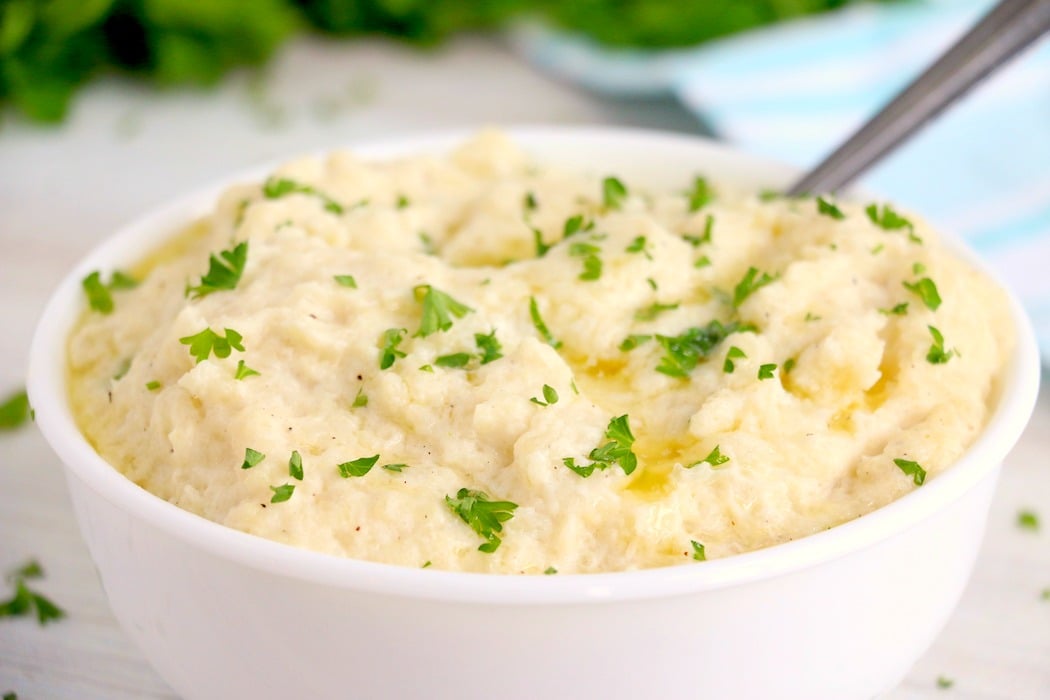 mashed cauliflower in a bowl