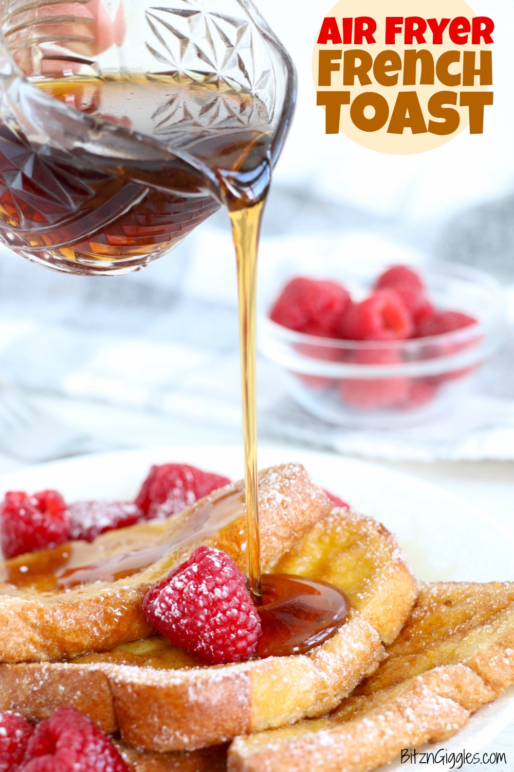 Pouring syrup on french toast