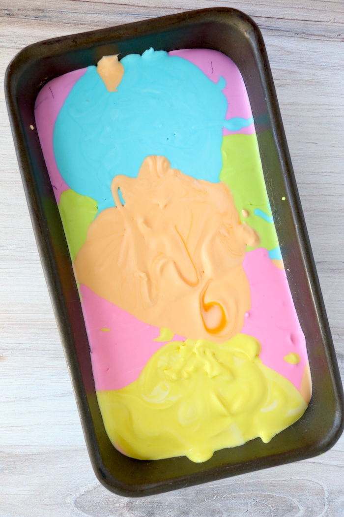 colorful ice cream in loaf pan