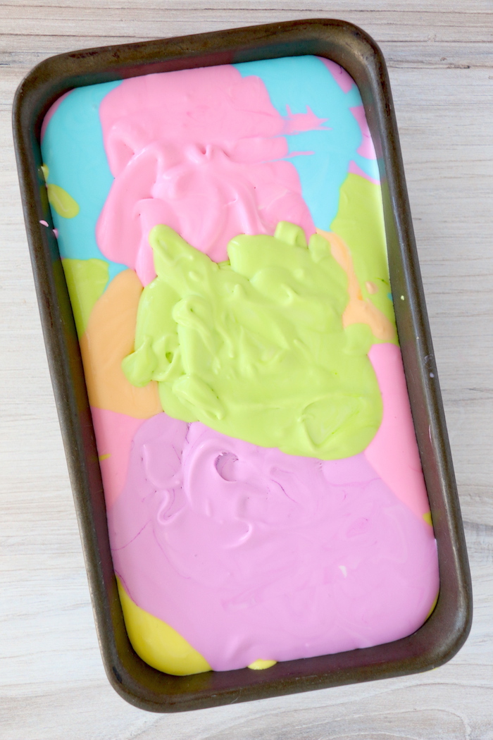 rainbow ice cream in loaf pan