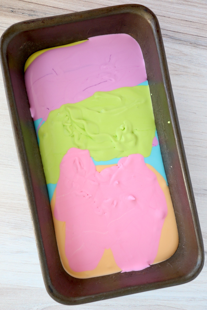 rainbow swirl ice cream in loaf pan