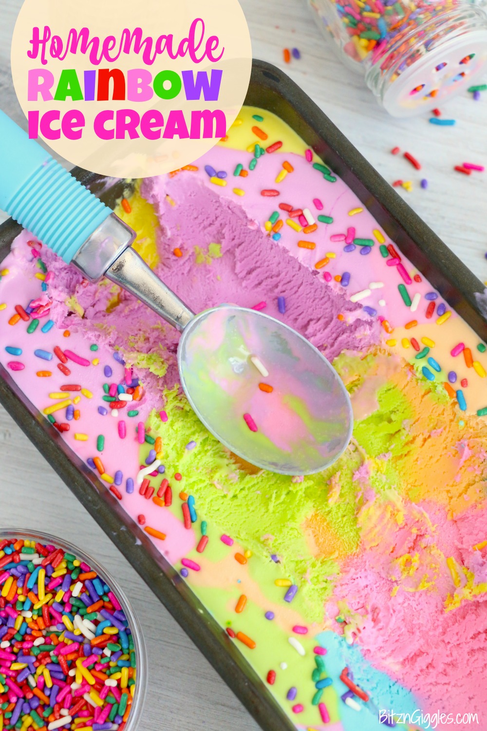 Homemade Rainbow Ice Cream - Bitz & Giggles