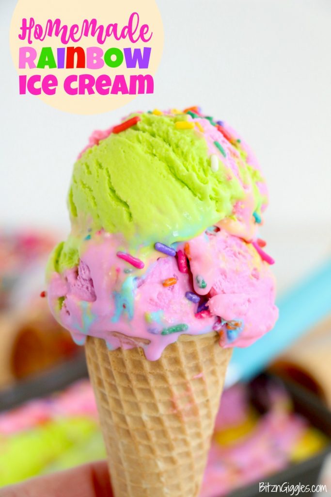 Homemade Rainbow Ice Cream - Bitz & Giggles