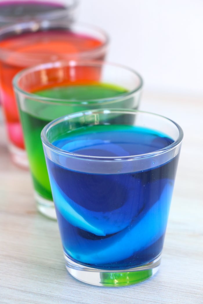 Egg halves in food coloring