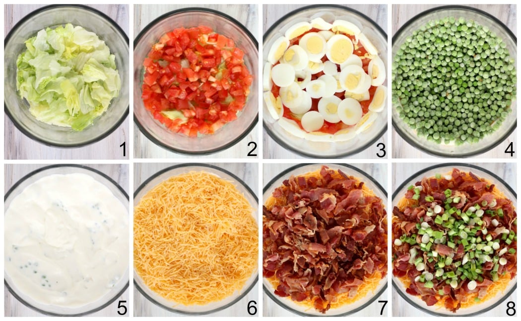 List of ingredients for seven layer salad