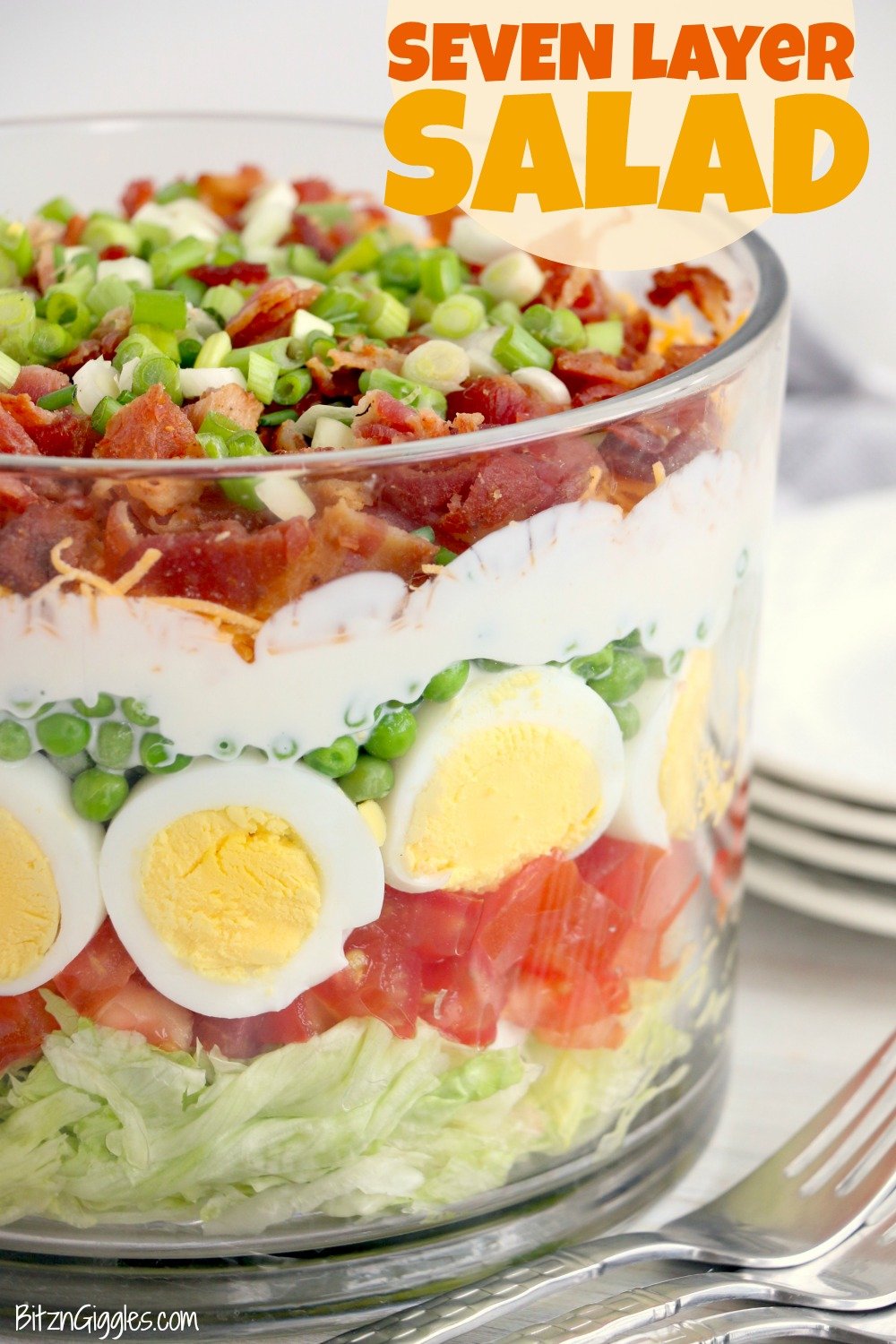 Layered salad in plastic cups. Perfect for picnics