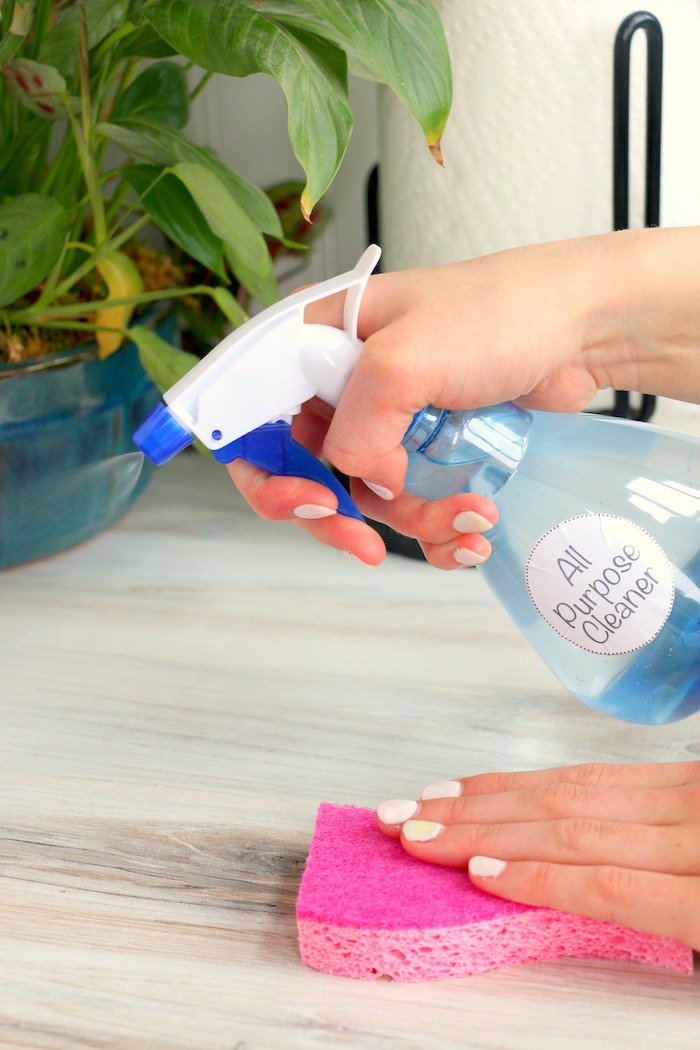 spraying bottle of all purpose cleaner