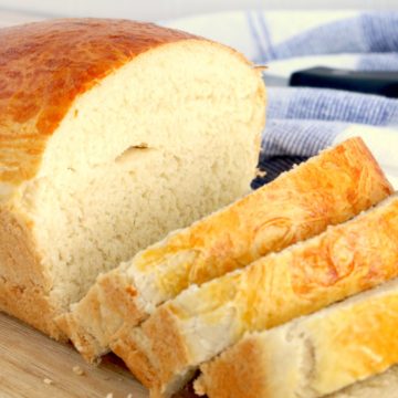 A sliced loaf of homemade bread